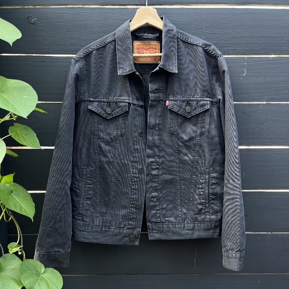 Levis Men's Charcoal-Gray Denim Trucker Jacket | size Medium - Picture 1 of 7